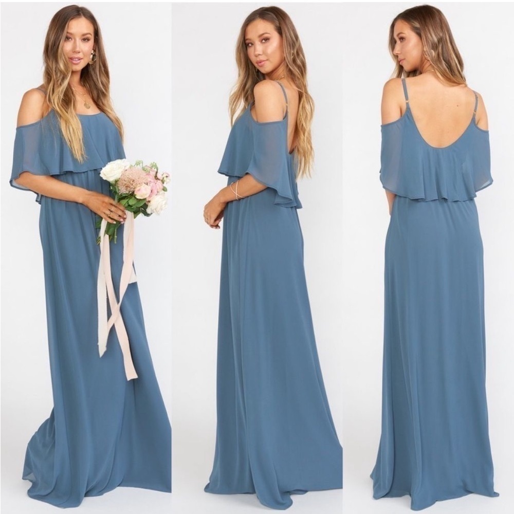 Show Me Your Mumu Caitlin Ruffle Maxi Dress Slate Blue Plus Size XXL M2